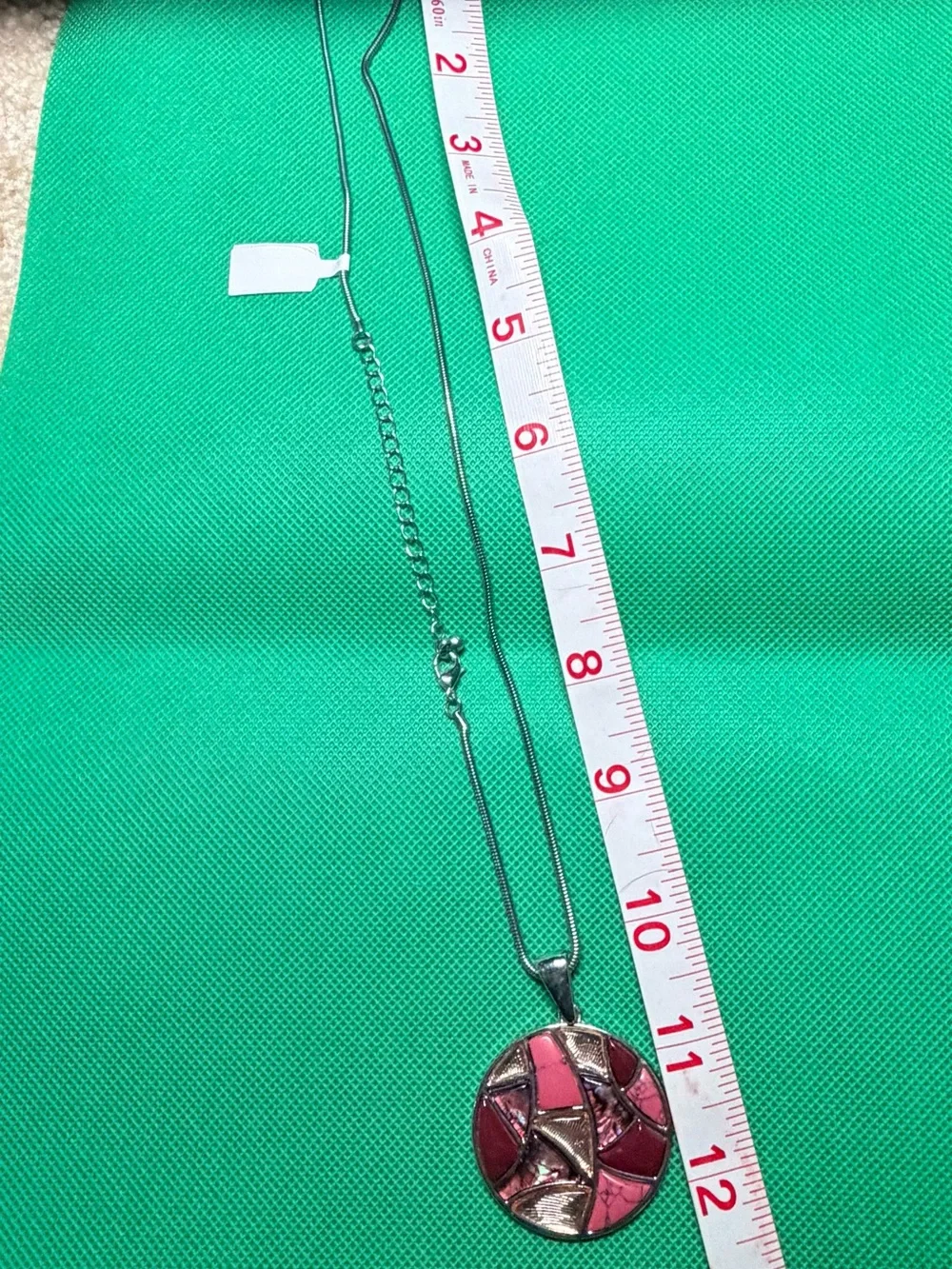 Red Mosaic Inlay Pendant Necklace